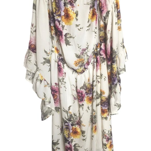 Love J Dress 2X Mini  Ruffle Floral Bell Sleeves Feminine Fairy Romantic Kawaii - Picture 3 of 16